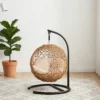Rieten Kattenbed Met Wasbaar Kussen En Speelbal, Voor Katten Tot 10 Kg, 45 X 41 X 75 Cm, Lichtbruin