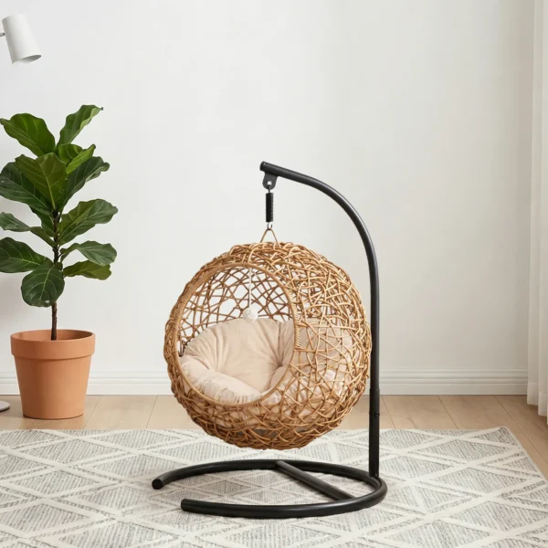 Rieten Kattenbed Met Wasbaar Kussen En Speelbal, Voor Katten Tot 10 Kg, 45 X 41 X 75 Cm, Lichtbruin