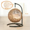 Rieten Kattenbed Met Wasbaar Kussen En Speelbal, Voor Katten Tot 10 Kg, 45 X 41 X 75 Cm, Lichtbruin