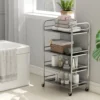 Rolwagen, Keukenwagen Met 4 Niveaus, Verstelbare Planken En Handvatten, Voor Woonkamer Keuken, Zilver, 60 X 35 X 100 Cm