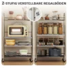 Rolwagen, Keukenwagen Met 4 Niveaus, Verstelbare Planken En Handvatten, Voor Woonkamer Keuken, Zilver, 60 X 35 X 100 Cm