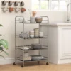 Rolwagen, Keukenwagen Met 4 Niveaus, Verstelbare Planken En Handvatten, Voor Woonkamer Keuken, Zilver, 60 X 35 X 100 Cm