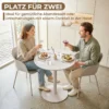 Ronde Keukentafel Voor 2 Personen Met Stalen Frame, Ruimtebesparend, 60 X 60 X 72 Cm, Beige
