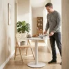 Ronde Keukentafel Voor 2 Personen Met Stalen Frame, Ruimtebesparend, 60 X 60 X 72 Cm, Beige
