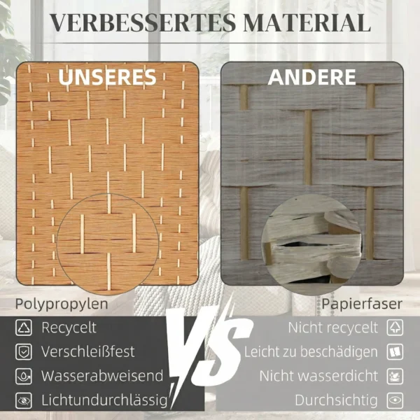 Ruimteverdeler, 4 delig Opvouwbare Scheidingswand, Gevlochten Patroon, Dennenhout, Bruin
