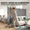Ruimteverdeler 5 delig 252 X 40 Cm Vrijstaande Paravent Met 12 Rollen Opvouwbare Scheidingswand DIY Donkergrijs
