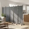 Ruimteverdeler 5 delig 252 X 40 Cm Vrijstaande Paravent Met 12 Rollen Opvouwbare Scheidingswand DIY Donkergrijs