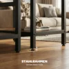 Salontafelset, 2 delig, Rechthoekige En Ronde Tafel Met 2 laags Opbergruimte, Voor Woonkamer, Rustiek Bruin