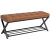 Schoenenbank, Entreebank Met Kunstleren Bekleding, Opslag Tot 220 Kg Voor Hal, Entree, 112 X 37 X 47 Cm, Bruin