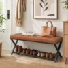 Schoenenbank, Entreebank Met Kunstleren Bekleding, Opslag Tot 220 Kg Voor Hal, Entree, 112 X 37 X 47 Cm, Bruin