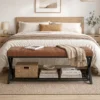 Schoenenbank, Entreebank Met Kunstleren Bekleding, Opslag Tot 220 Kg Voor Hal, Entree, 112 X 37 X 47 Cm, Bruin