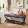 Schoenenbank, Entreebank Met Kunstleren Bekleding, Opslag Tot 220 Kg Voor Hal, Entree, 112 X 37 X 47 Cm, Donkergrijs