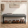 Schoenenbank, Entreebank Met Kunstleren Bekleding, Opslag Tot 220 Kg Voor Hal, Entree, 112 X 37 X 47 Cm, Donkergrijs