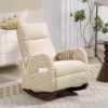 Schommelstoel, Gestoffeerde Schommelstoel Met Corduroy Stof, Zijzakken Voor Woonkamer, Slaapkamer, Beige