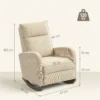 Schommelstoel, Gestoffeerde Schommelstoel Met Corduroy Stof, Zijzakken Voor Woonkamer, Slaapkamer, Beige