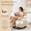 Schommelstoel, Gestoffeerde Schommelstoel Met Corduroy Stof, Zijzakken Voor Woonkamer, Slaapkamer, Beige
