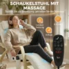 Schommelstoel Met Massage, Verwarming, Hoofdsteun & Voetensteun, Fluweelbekleding, Relaxfauteuil, Crèmewit