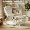 Schommelstoel Met Massage, Verwarming, Hoofdsteun & Voetensteun, Fluweelbekleding, Relaxfauteuil, Crèmewit