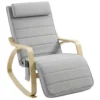 Schommelstoel Met Massage, Verwarming, Hoofdsteun & Voetensteun, Fluweelbekleding, Relaxfauteuil, Lichtgrijs