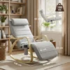 Schommelstoel Met Massage, Verwarming, Hoofdsteun & Voetensteun, Fluweelbekleding, Relaxfauteuil, Lichtgrijs