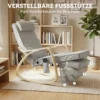 Schommelstoel Met Massage, Verwarming, Hoofdsteun & Voetensteun, Fluweelbekleding, Relaxfauteuil, Lichtgrijs