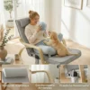 Schommelstoel Met Massage, Verwarming, Hoofdsteun & Voetensteun, Fluweelbekleding, Relaxfauteuil, Lichtgrijs