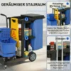 Schoonmaakkar, Rijdende Schoonmaakwagen Met 3 Planken, 70 Liter Vuilniszak, Mop Wringer Emmer, Blauw
