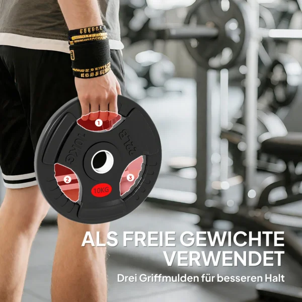 Set Van 2 Haltersgewichten, 2 X 10 Kg Gewichten, Halterschijven Set Voor 5 Cm Haltersstang, Ø 50 Mm Boring, Zwart