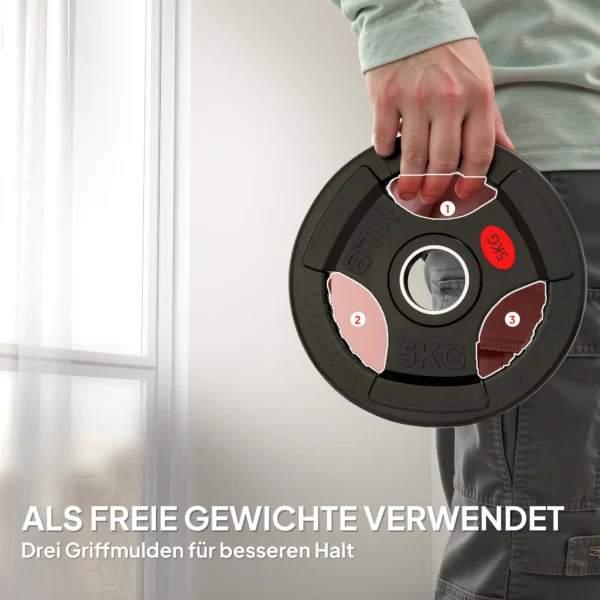 Set Van 2 Haltersgewichten, 2 X 5 Kg Gewichten, Halterschijven Set Voor 5 Cm Haltersstang, Ø 50 Mm Boring, Zwart