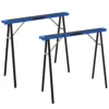Set Van 2 Robuuste, Inklapbare Zaagbokken Van Metaal Voor Timmerwerk En Doe het zelf Projecten, Blauw En Zwart
