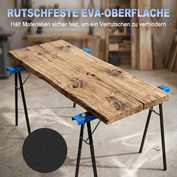 Set Van 2 Robuuste, Inklapbare Zaagbokken Van Metaal Voor Timmerwerk En Doe het zelf Projecten, Blauw En Zwart