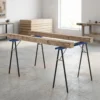 Set Van 2 Robuuste, Inklapbare Zaagbokken Van Metaal Voor Timmerwerk En Doe het zelf Projecten, Blauw En Zwart