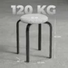 Set Van 4 Stapelbare Krukken, Moderne Gestoffeerde Ronde Krukken Zonder Rugleuning Voor Keuken, Eetkamer, Grijs