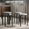 Set Van 4 Stapelbare Krukken, Moderne Gestoffeerde Ronde Krukken Zonder Rugleuning Voor Keuken, Eetkamer, Grijs