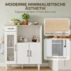 Sideboard Keukenkast Met Lade, 2 Kasten, Open Vak, Geribbelde Acrylglasdeur 80 X 34 X 91 Cm Wit+Eik