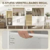 Sideboard Keukenkast Met Lade, 2 Kasten, Open Vak, Geribbelde Acrylglasdeur 80 X 34 X 91 Cm Wit+Eik