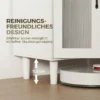 Sideboard Keukenkast Met Lade, 2 Kasten, Open Vak, Geribbelde Acrylglasdeur 80 X 34 X 91 Cm Wit+Eik