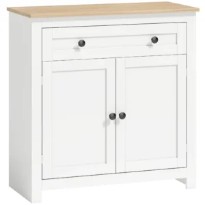 Sideboard Keukenkast Met Lade, Dubbele Deur, Verstelbare Legplank, Voor Woonkamer, 78,5 X 35 X 80 Cm Wit