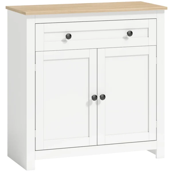 Sideboard Keukenkast Met Lade, Dubbele Deur, Verstelbare Legplank, Voor Woonkamer, 78,5 X 35 X 80 Cm Wit