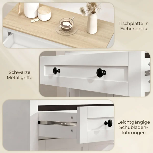 Sideboard Keukenkast Met Lade, Dubbele Deur, Verstelbare Legplank, Voor Woonkamer, 78,5 X 35 X 80 Cm Wit