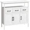 Sideboard Met Verstelbare Planken, Buffetkast Met 3 Lades, 3 Deuren, 95 Cm, Wit