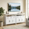 Sideboard Met Verstelbare Planken, Buffetkast Met 3 Lades, 3 Deuren, 95 Cm, Wit