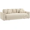 Slaapbank 190x150cm 3 zits Bank Met Slaapfunctie, Kussens, Opbergruimte, Corduroy look Voor Woonkamer, Beige