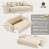 Slaapbank 190x150cm 3 zits Bank Met Slaapfunctie, Kussens, Opbergruimte, Corduroy look Voor Woonkamer, Beige