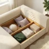 Slaapbank 190x150cm 3 zits Bank Met Slaapfunctie, Kussens, Opbergruimte, Corduroy look Voor Woonkamer, Beige