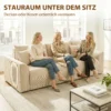 Slaapbank 190x150cm 3 zits Bank Met Slaapfunctie, Kussens, Opbergruimte, Corduroy look Voor Woonkamer, Beige