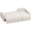 Slaapbank Met Omkeerbare Chaise Longue, L vormige 3 zits Sofa Met Veloursbekleding, Crèmewit