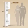 Smalle Badkamerkast Met Lade, Gebogen Deuren, Open Vak, Verstelbare Plank 20x20x185 Cm Wit