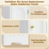 Smalle Badkamerkast Met Lade, Gebogen Deuren, Open Vak, Verstelbare Plank 20x20x185 Cm Wit