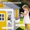 Speelhuis Weerbestendig Kinderspeelhuis Van Hout Met Deur, 6 Ramen, 2 Bloembakken, 2 Bloemenstandaards Voor 3 8 Jaar Grijs